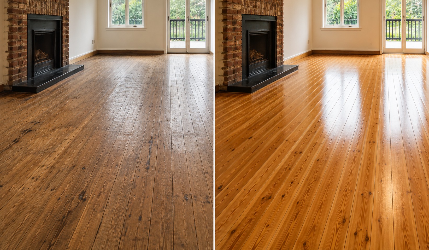 před a po dřevěné podlaha renovace